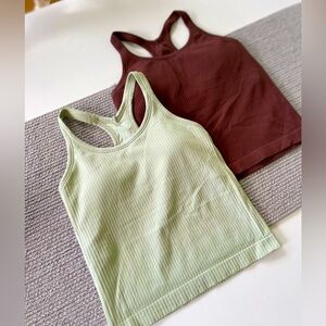 Amazon Women's Ribbed Racerback Tank Tops - Sage Green & Maroon